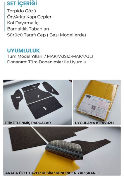 Renault Clio 5 Konfor Seti Araç Içi Eşya Saklama Cepleri Kumaş Kaplama Ses Giderici Set - Joy/touch/equılıbre Uyumlu fiyatları
