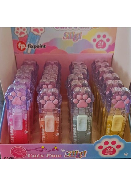 Popitli Sert Kapak Telli Defter Kedi Patisi Desenli Silgi Hediyeli