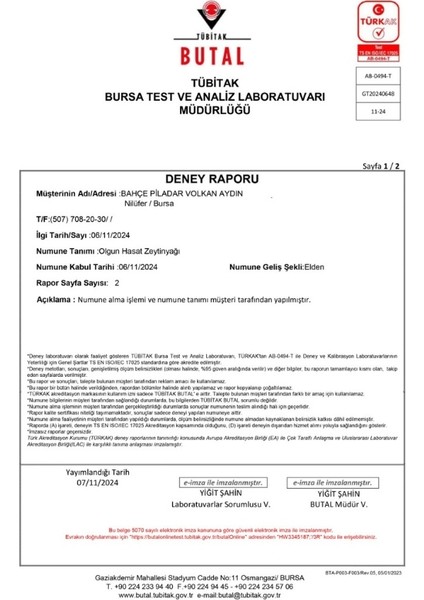 Olgun Hasat Natürel Sızma Zeytinyağı 3 lt Teneke (2024-2025 Hasat) modelleri