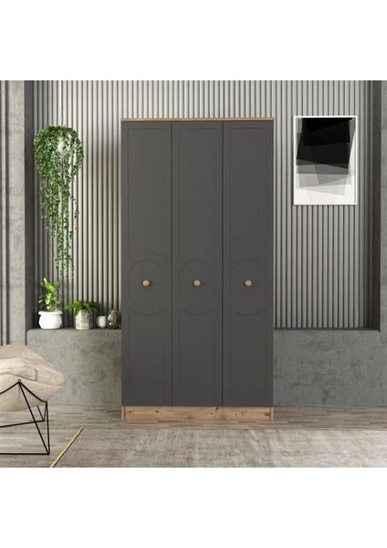 Luna 3 Kapaklı Bazalı Gardırop Tamamı Mdf
