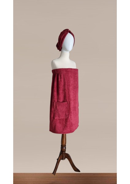 % 100 Pamuklu Aetos Sarma Havlu, Duş, Deniz-Plaj, Banyo Havlusu ve Saç Bonesi Kadın Bordo fiyatları