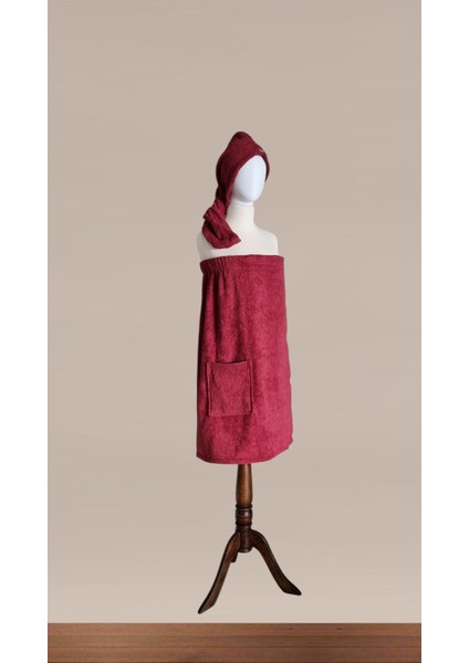 % 100 Pamuklu Aetos Sarma Havlu, Duş, Deniz-Plaj, Banyo Havlusu ve Saç Bonesi Kadın Bordo modelleri