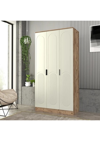Derin 3 Kapaklı Bazalı Gardırop Tamamı Mdf