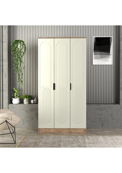 Derin 3 Kapaklı Bazalı Gardırop Tamamı Mdf