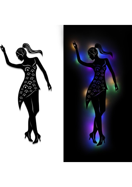 LED Işıklı Dans Temalı Tablo Helen Dekoratif Gece Lambası modelleri