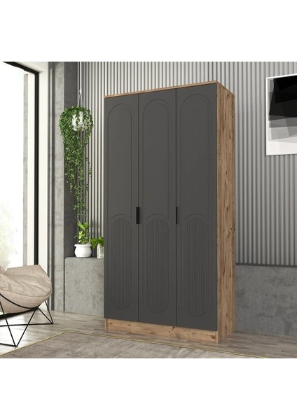 Derin 3 Kapaklı Bazalı Gardırop Tamamı Mdf