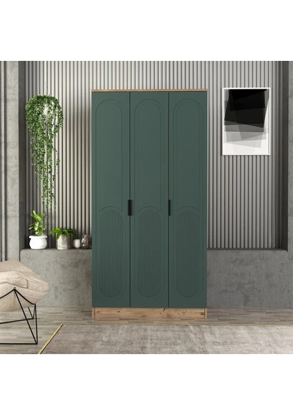 Derin 3 Kapaklı Bazalı Gardırop Tamamı Mdf