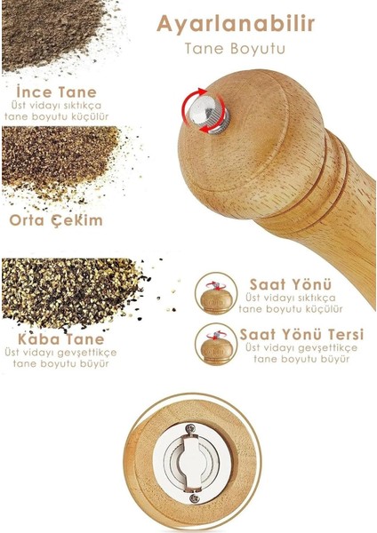 2 Adet 16CM Bambu Değirmen Seramik Bıçaklı Öğütücü Değirmen Karabiber Tuz Kahve Öğütücüsü indirimleri
