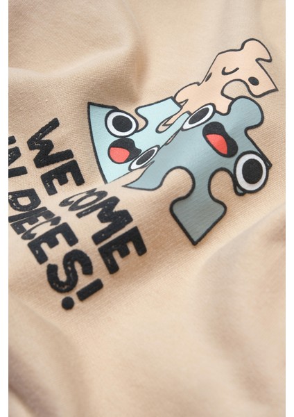 Unisex Bebek Pamuklu Bej Puzzle Desenli Tulum modelleri