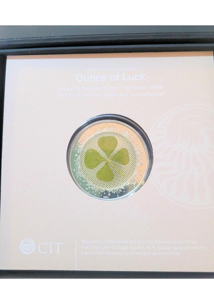 Palau Dört Yapraklı Yonca Gümüş Sertfikalı 999 Gümüş 1 Ons Kutusuyla Şans Madalyonu fırsatları