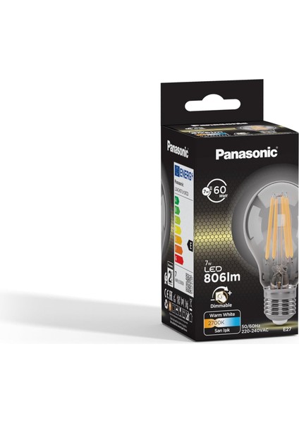 E27 Dim Edilebilir Filaman Lamba 7W 806LM 2700K Clear