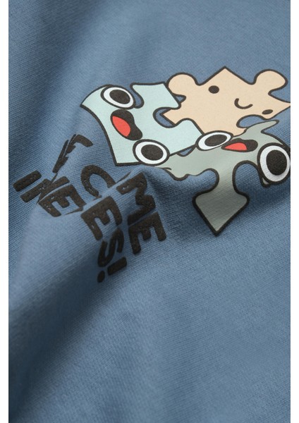 Erkek Bebek Pamuklu Mavi Puzzle Desenli Tulum modelleri