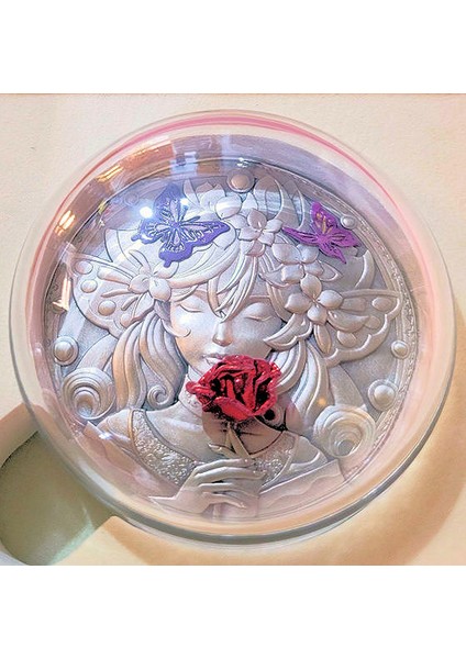 Chına Çin Mutluluk Madalyonu – Üzerinde 3 Boyutlu Bir Gül Bulunmakta. Sertfikali, 145 Gr. Gümüş kaplamaKutusuyla