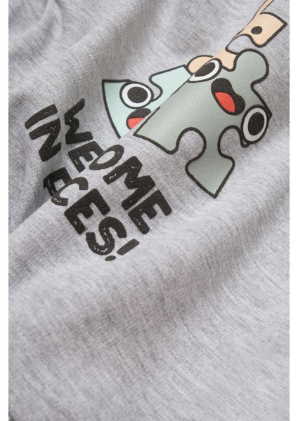 Unisex Bebek Pamuklu Gri Puzzle Desenli Tulum modelleri