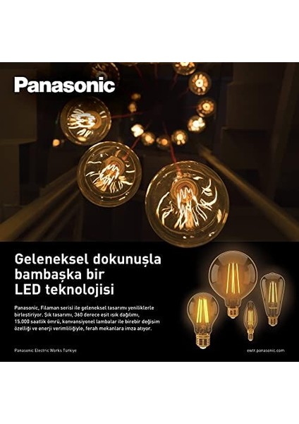 E27 Fil G95 Lamba, Sarı Işık 7W 630LM 2000K Gold fiyatları