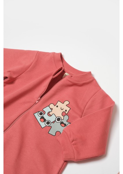 Unisex Bebek Pamuklu Puzzle Desenli Tulum fırsatları