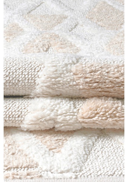 Mılan Krem Bej Yumuşak Bukleli ve Havlı Iskandinav Makine Dokuma Halı Oturma Odası Salon Mutfak Antre modelleri