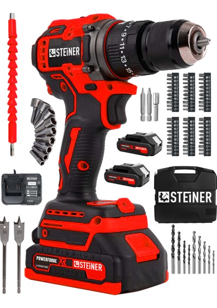 21V Çift Akü Kömürsüz Motor Çelik Mandren Darbeli Akülü Vidalama Şarjlı Matkap (84 Parça Usta Set) fiyatları