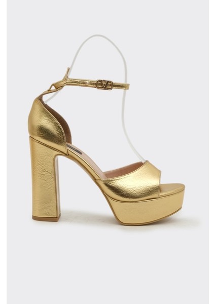 Bilekten Bantlı Platformlu Kadın Topuklu Ayakkabı