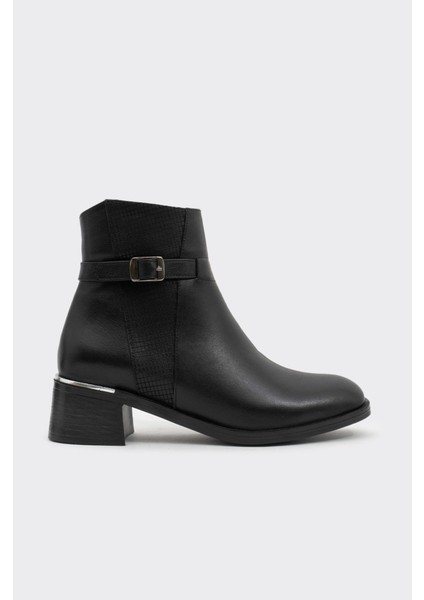 Hakiki Deri Kısa Topuklu Fermuarlı Kadın Bot fiyatları