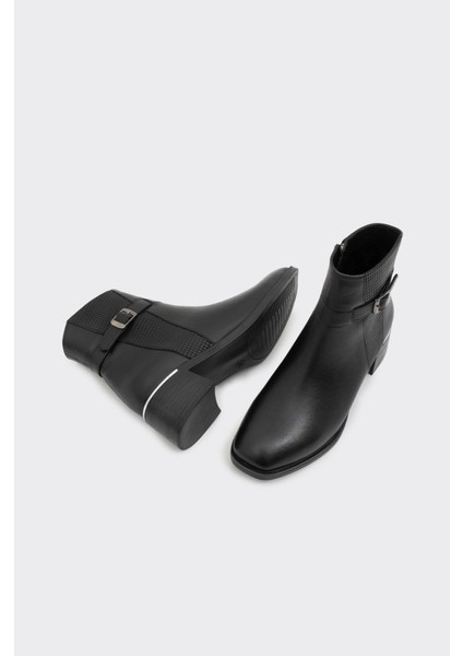 Hakiki Deri Kısa Topuklu Fermuarlı Kadın Bot fırsatları