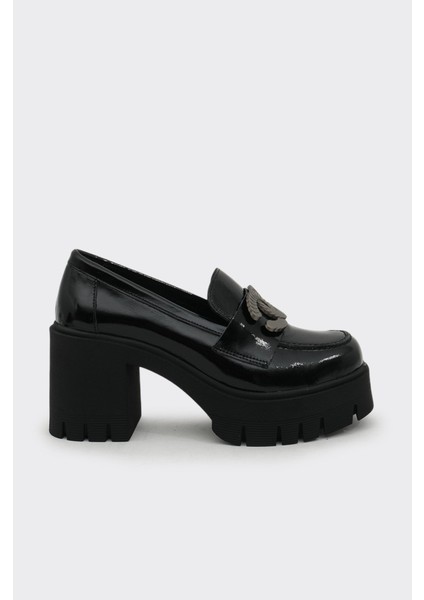 Hakiki Deri Topuklu Tokalı Kadın Casual Ayakkabı