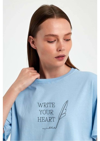 Unisex Oversize Baskılı Sıfır Yaka Tshirt modelleri