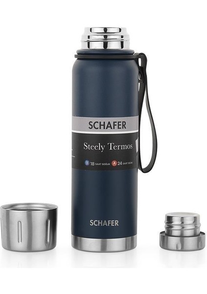 Çelik Termos 520 ml Lacivert Renk ve Katlanır Plastik Sehpa modelleri