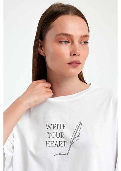 Unisex Oversize Baskılı Sıfır Yaka Tshirt modelleri