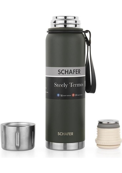 Çelik Termos 750 ml Yeşil Renk ve Plastik Kamp Sehpası fiyatları