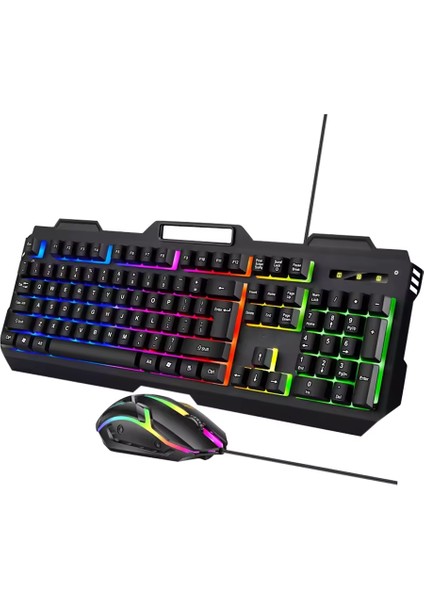 Rgb LED Işıklı Metal Gövdeli USB Gaming Oyuncu Mouse Klavye Seti