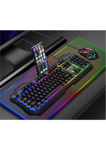 Rgb LED Işıklı Metal Gövdeli USB Gaming Oyuncu Mouse Klavye Seti indirimleri