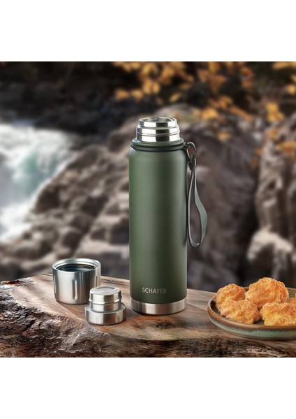 Çelik Termos 520 ml Yeşil Renk ve Katlanır Plastik Sehpa fiyatları
