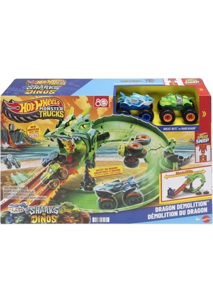 Monster Trucks Sharks Vs Dinos Dragon Demolition Track Set JFR06