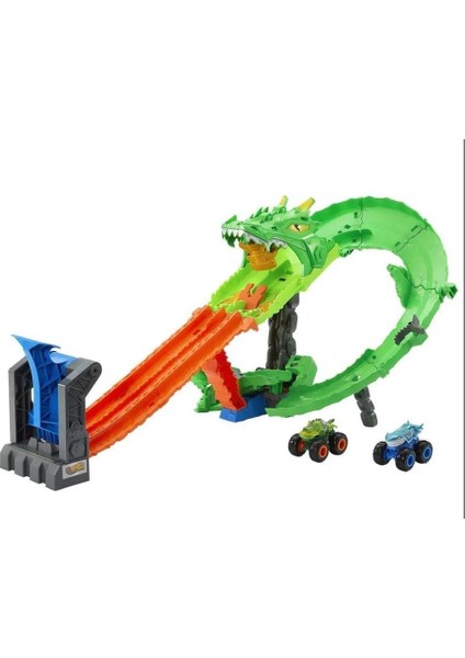 Monster Trucks Sharks Vs Dinos Dragon Demolition Track Set JFR06 fiyatları