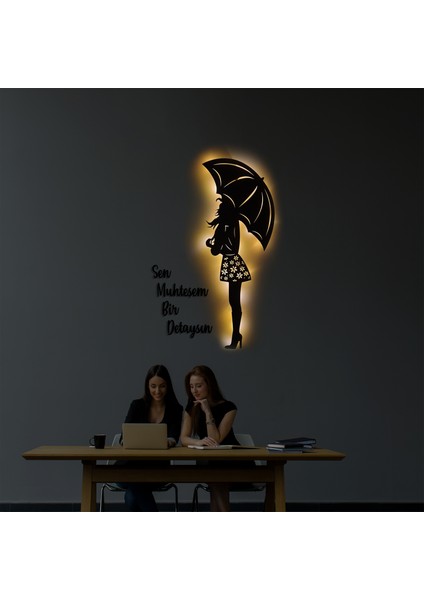 LED Işıklı Kişiselleştirilebilir Kadın Temalı Tablo Edna Dekoratif Gece Lambası indirimleri