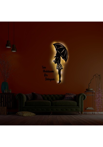 LED Işıklı Kişiselleştirilebilir Kadın Temalı Tablo Edna Dekoratif Gece Lambası