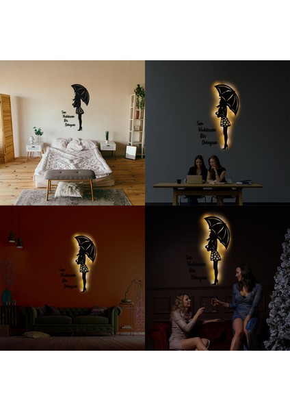 LED Işıklı Kişiselleştirilebilir Kadın Temalı Tablo Edna Dekoratif Gece Lambası