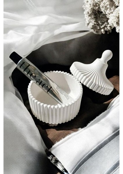 Dekoratif Standlı 5 Parça Çok Amaçlı Makyaj Organizeri, Makyaj Pamuğu, Kulak Çöpü, Diş İpi Kutusu, B