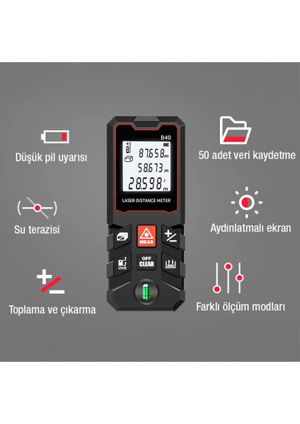 40 Metre Lazer Metre | Temel Seviye Lazer Mesafe Ölçer | Hobi ve Hafif Işler Için modelleri