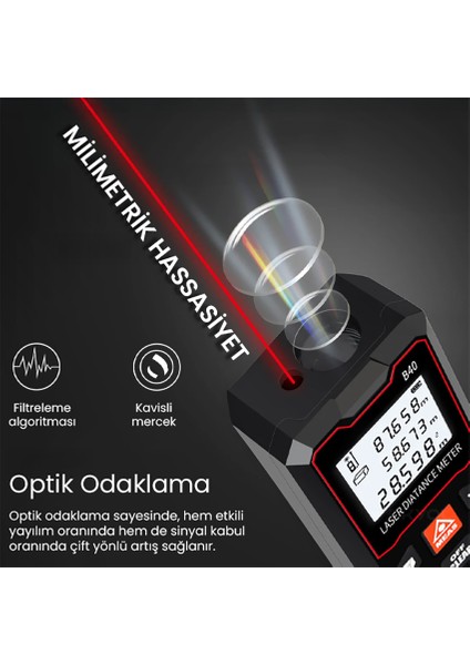 40 Metre Lazer Metre | Temel Seviye Lazer Mesafe Ölçer | Hobi ve Hafif Işler Için fırsatları