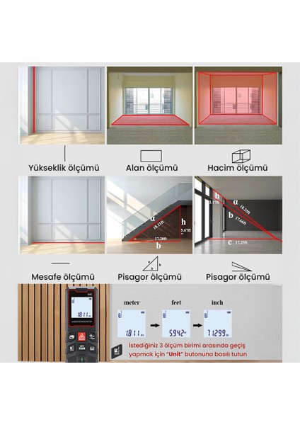 40 Metre Lazer Metre | Temel Seviye Lazer Mesafe Ölçer | Hobi ve Hafif Işler Için indirimleri