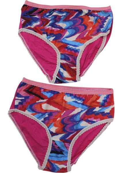 Batik Desenli Pamuklu Kadın Külot 2'li Set Fuşya