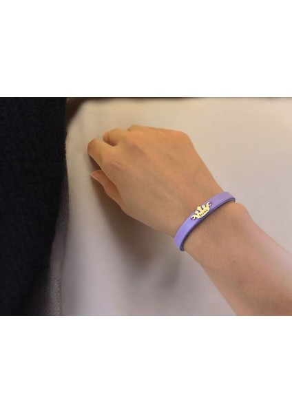 14 Ayar Altın Plakalı Şeyma Ismine Özel Taç Motifli Koyu Mor Derili Hediye BILEKLIK-636ISIM