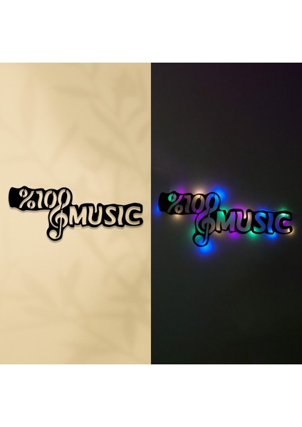 LED Işıklı %100 Music Müzik Temalı Tablo Duvar Dekorlu Gece Lambası fiyatları