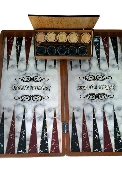 Kişiye Özel Isimli Ahşap Tavla Pul Seti ve Vintage Isme Özel Doğal Kavak Ahşap Pul Kutusu fırsatları