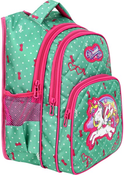 Lisanslı Mint Yeşili Unicorn Desenli Ilköğretim Okul Sırt Çantası ve Beslenme Çantası fırsatları