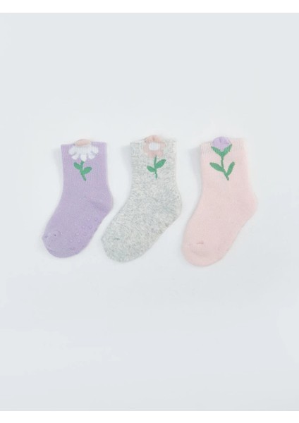 Lcw Çiçekli Kız Bebek Soket Çorap 3'lü (W5)