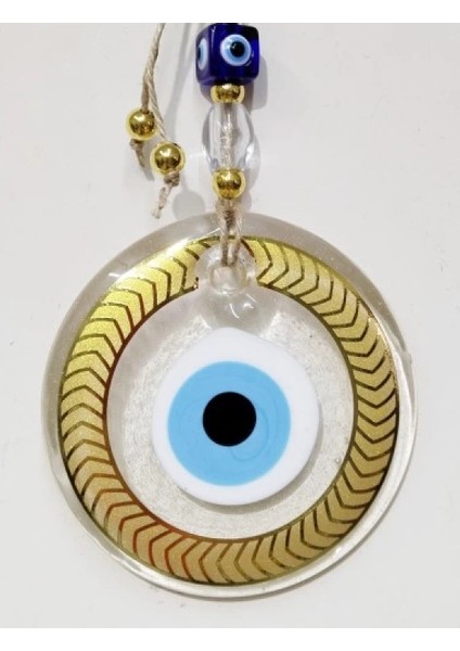 Altın Yaldızlı Nazar Boncuklu Şeffaf Cam Duvar Süsü fiyatları