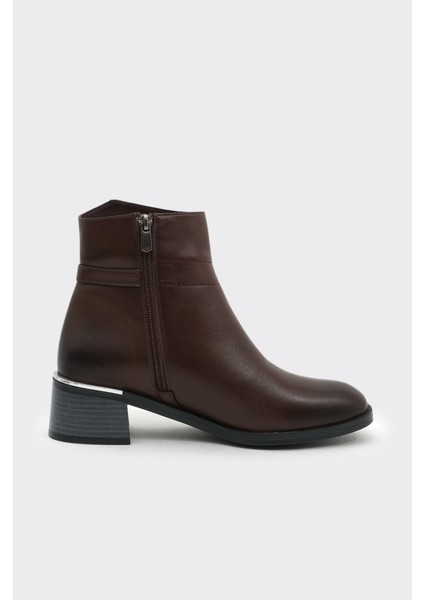 Hakiki Deri Kısa Topuklu Fermuarlı Kadın Bot fiyatları